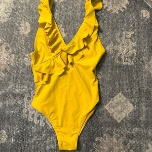 Yellow Ruffle One-Piece Swimsuit